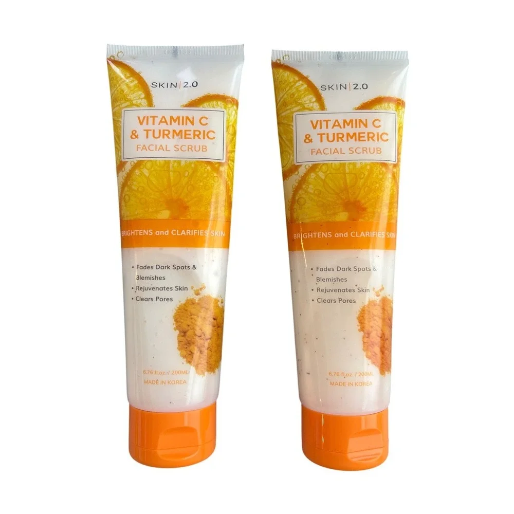2pk Skin 2.0 Vitamin C & Turmeric Facial Scrub Brightening Exfoliator 6.76oz